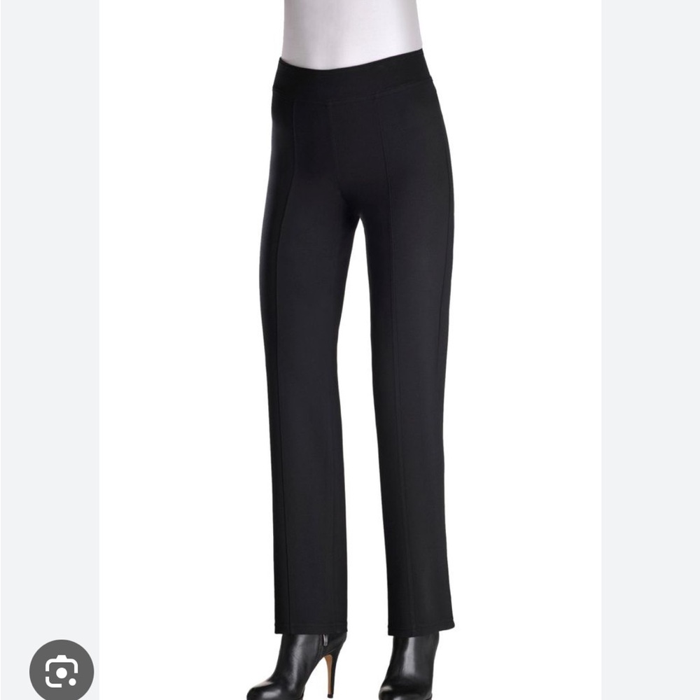 Nygard Slim Straight Leg Ponte Knit High Rise Stretch Pants Black Elastic Waist